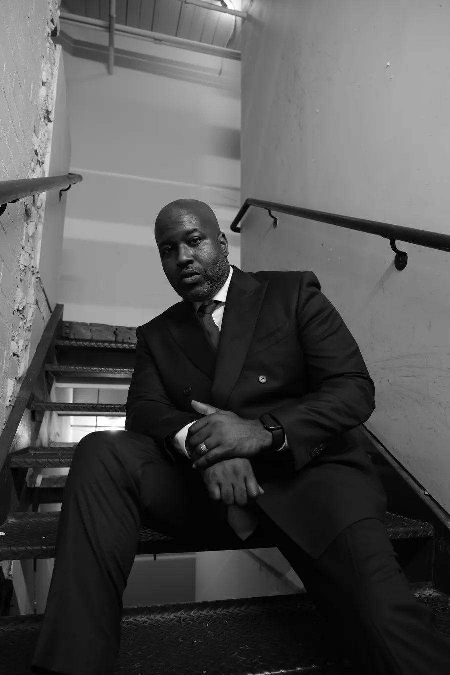 C. Patrick Ngwolo, trial attorney, black-and-white portrait