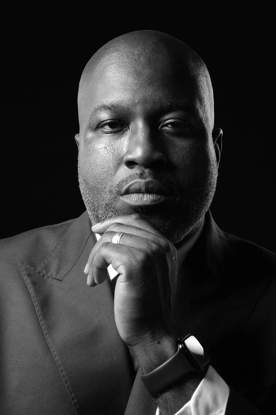 C. Patrick Ngwolo, Houston criminal defense attorney, black-and-white portrait